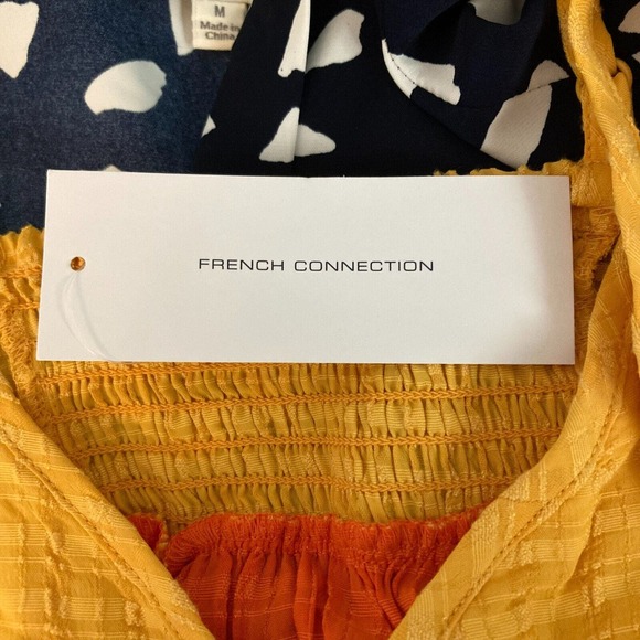 NWT French Connection Tank Womens Sz 4 Yellow Orange Purple Tiered Buttons - Picture 8 of 14